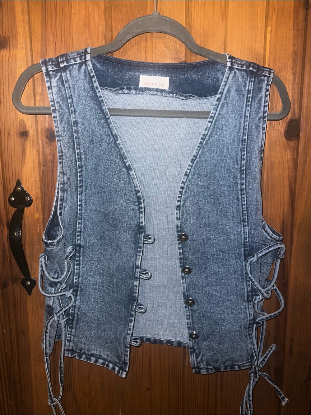 Washed Blue Denim Lace-Up Vest by Jennifer Lane